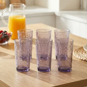 Pasabahce 6pcs Glass Smoky Purple Juice Cups Set1