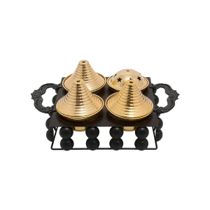 Ramadan Gold Tagine Serving Set on Black Stand