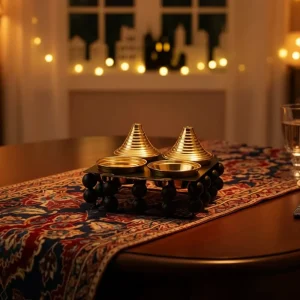 Ramadan Gold Tagine Serving Set on Black Stand1