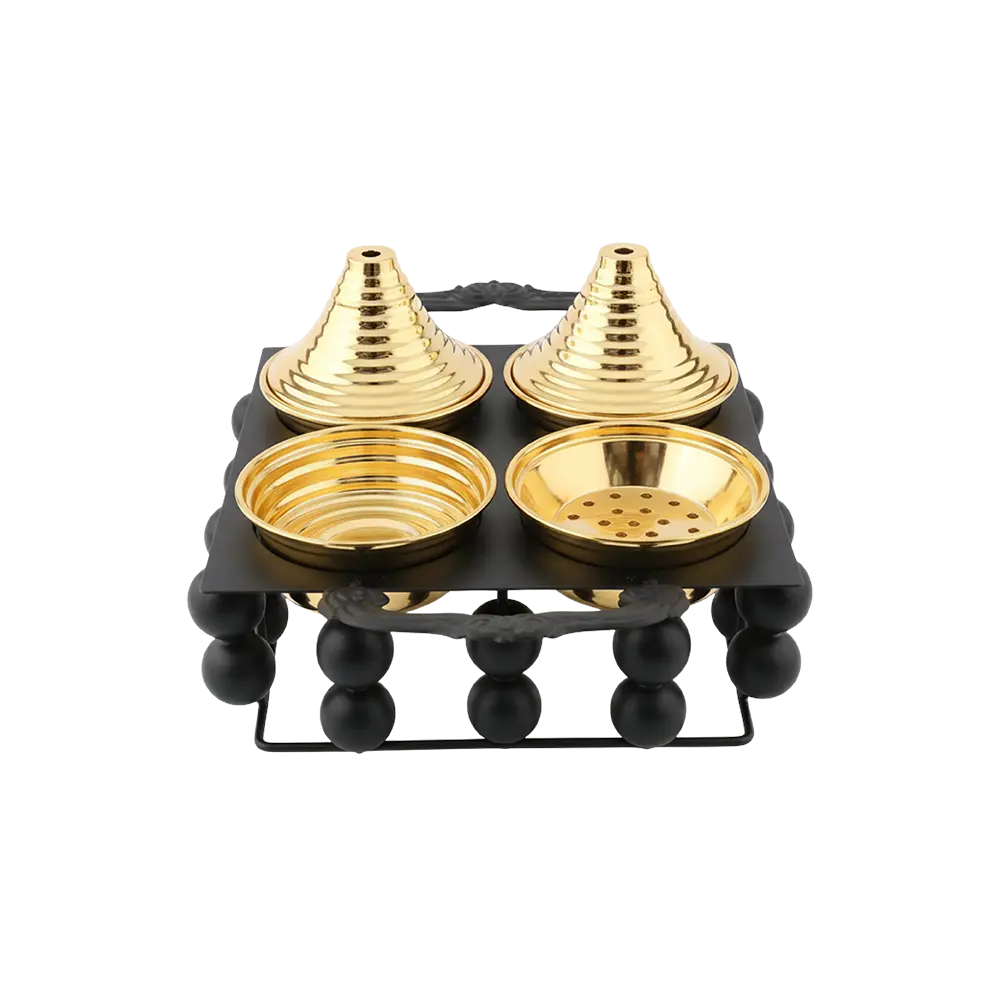 Ramadan Gold Tagine Serving Set on Black Stand2