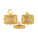 Ramadan Metal 3pcs Gold Crescent Design Serving Tray Set