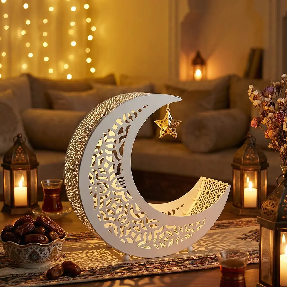 Ramadan-Metal-Crescent-Moon-Light-with-Hanging-Star1 Ramadan Metal Crescent Moon Light with Hanging Star1