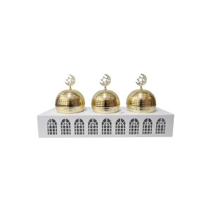 Ramadan Metal Gold Dome Design 3 Bowls Serving Set