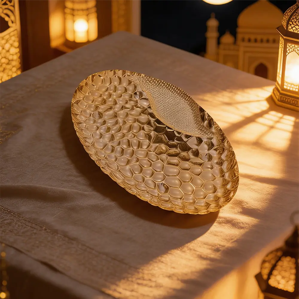 Ramadan-Metal-Gold-Oval-Design-Serving-Tray1 Ramadan Metal Gold Oval Design Serving Tray1