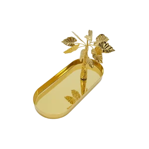 Ramadan Metal Gold Palm Tree Design Serving Tray