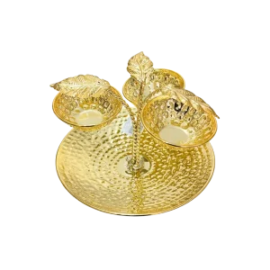 Ramadan Metal Gold Serving Circular Tray