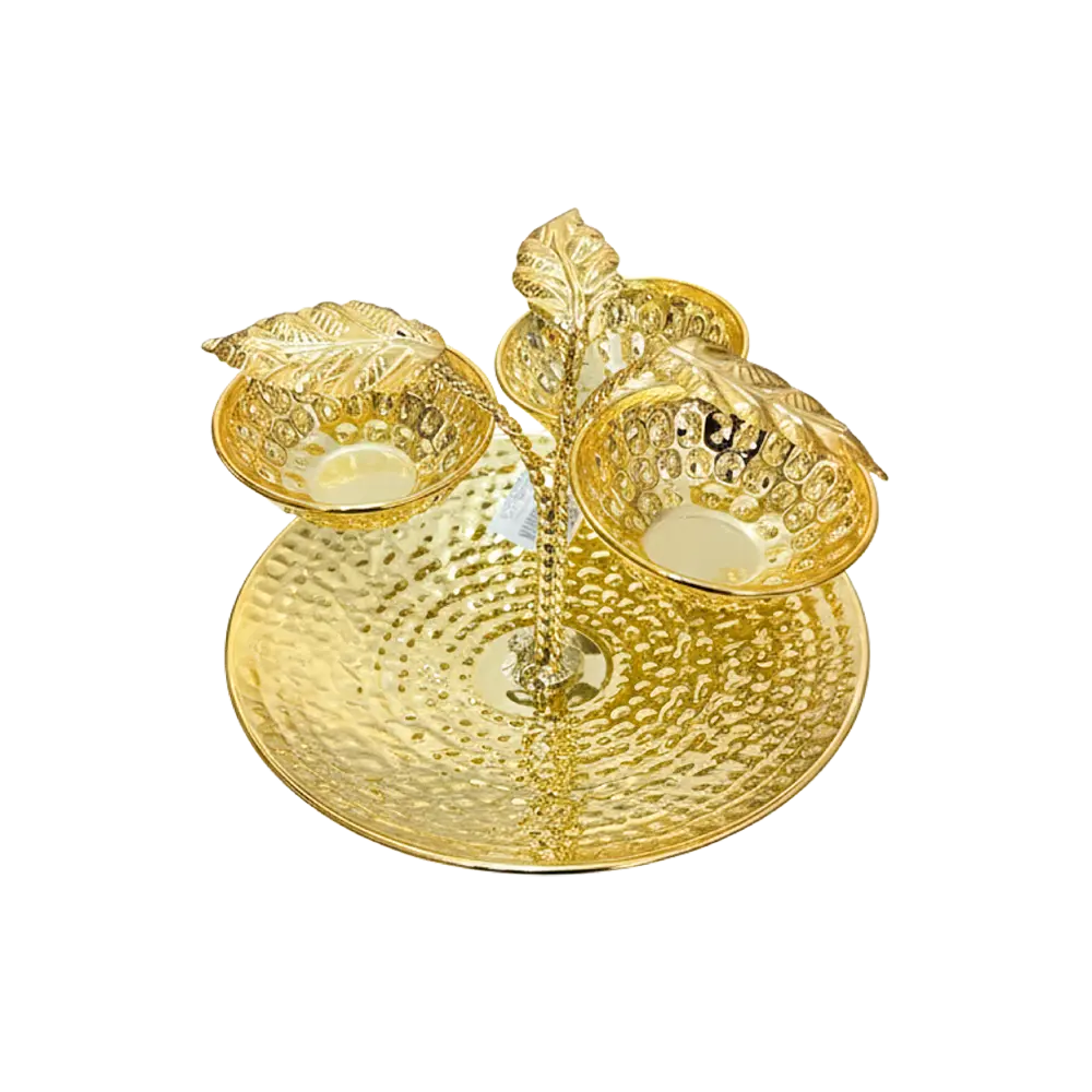 Ramadan Metal Gold Serving Circular Tray