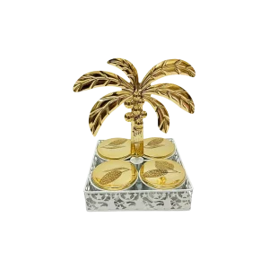 Ramadan Metal Golden Palm 4pcs Serving Set
