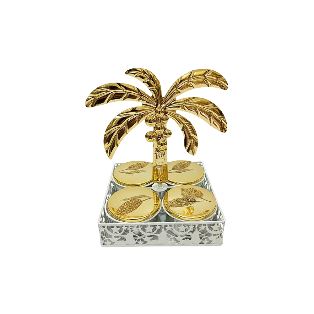 Ramadan Metal Golden Palm 4pcs Serving Set