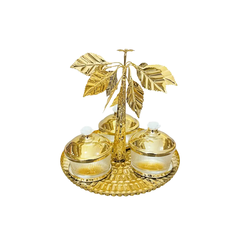 Ramadan-Metal-Golden-Palm-Tree-Design-3pcs-Serving-Set Ramadan Metal Golden Palm Tree Design 3pcs Serving Set