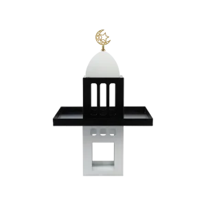 Ramadan Metal Mosque Black & White Serving Stand