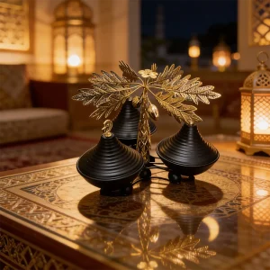 Ramadan Metal Palm Tree Design 3pcs Black Serving Set1