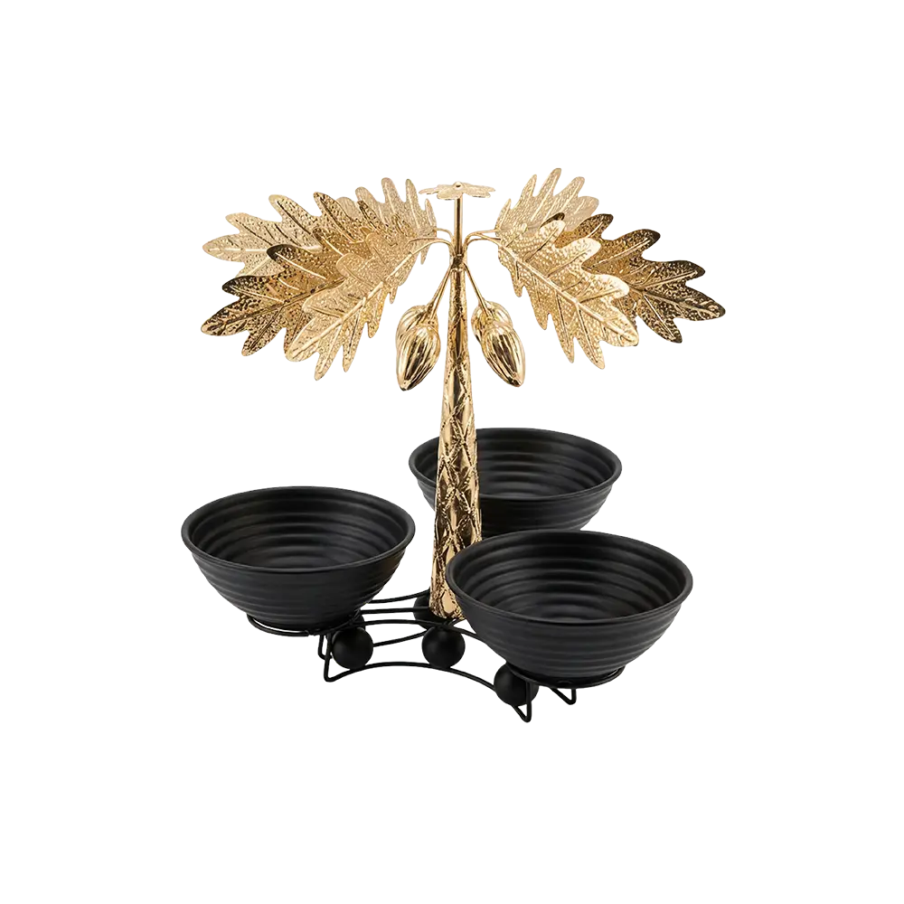 Ramadan Metal Palm Tree Design 3pcs Black Serving Set2