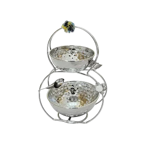 Ramadan Metal Two Tier Silver Serving Stand
