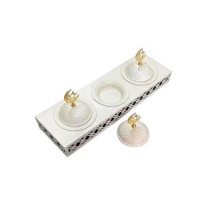 Ramadan Metal White & Gold Dome Serving Set