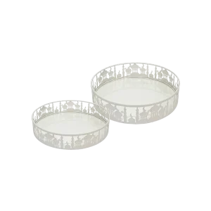 Ramadan Round Metal White Serving Tray