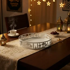 Ramadan Round Metal White Serving Tray1
