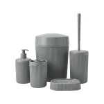Ribbed Bathroom Accessories Set 5 Piece Cylindrical Model Matte Grey