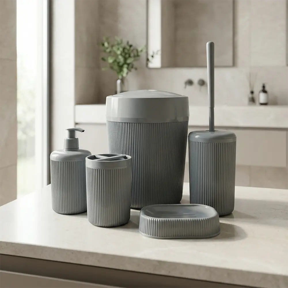 Ribbed-Bathroom-Accessories-Set-5-Piece-Cylindrical-Model---Matte-Grey1 Ribbed Bathroom Accessories Set 5 Piece Cylindrical Model Matte Grey1