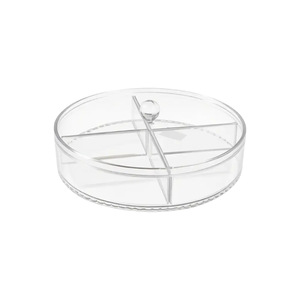 Round Clear Plexi Organizer Box 4 Compartments