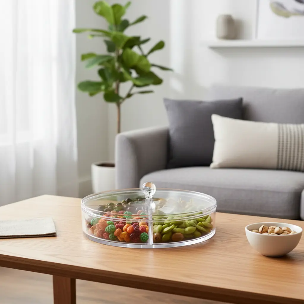 Round Clear Plexi Organizer Box 4 Compartments1