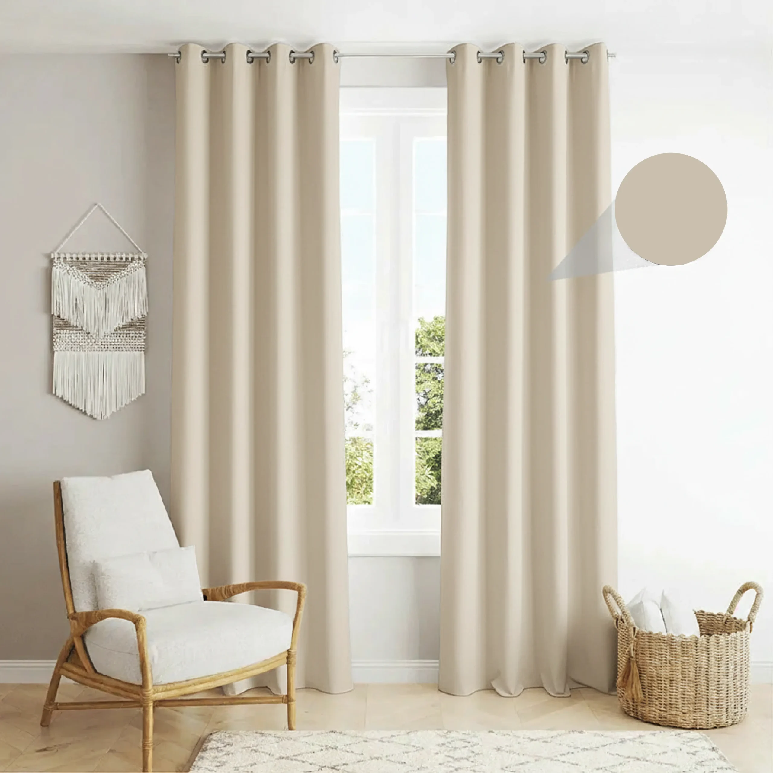 Soft-Beige-140x240cm-Velvet-Blackout-Curtain Soft Beige 140x240cm Velvet Blackout Curtain