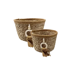 Straw Basket Collection with Tassel Details