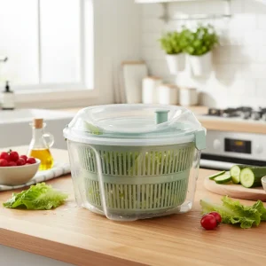 Vegtebales & Fruits Drying 4.4L Green Strainer with Salad Bowl1