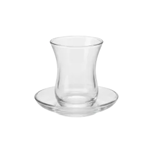 Viena Classic Clear Glass 3pcs Tea Cups & Saucer Set 120ml