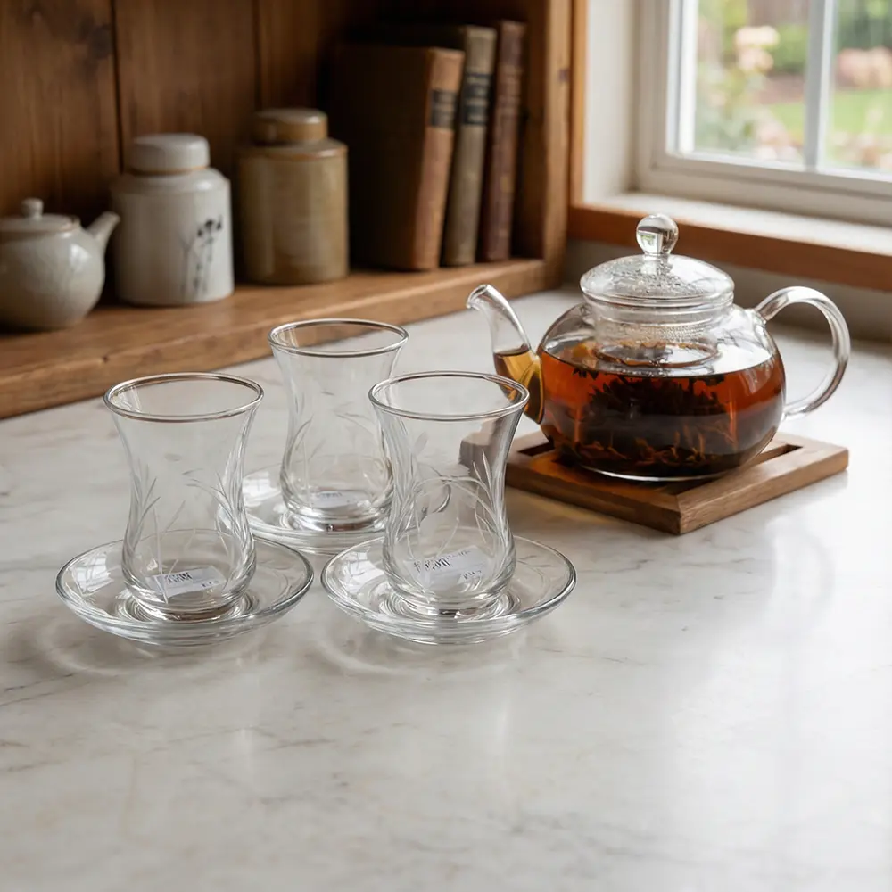 Viena-Elegant-Glass-Leaf-Pattern-3pcs-Tea-Cups-&-Saucer-Set-120ml1 Viena Elegant Glass Leaf Pattern 3pcs Tea Cups & Saucer Set 120ml1