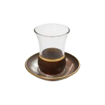 Viena Glass Gold Band Design 3pcs Tea Cups & Saucer Set 120ml