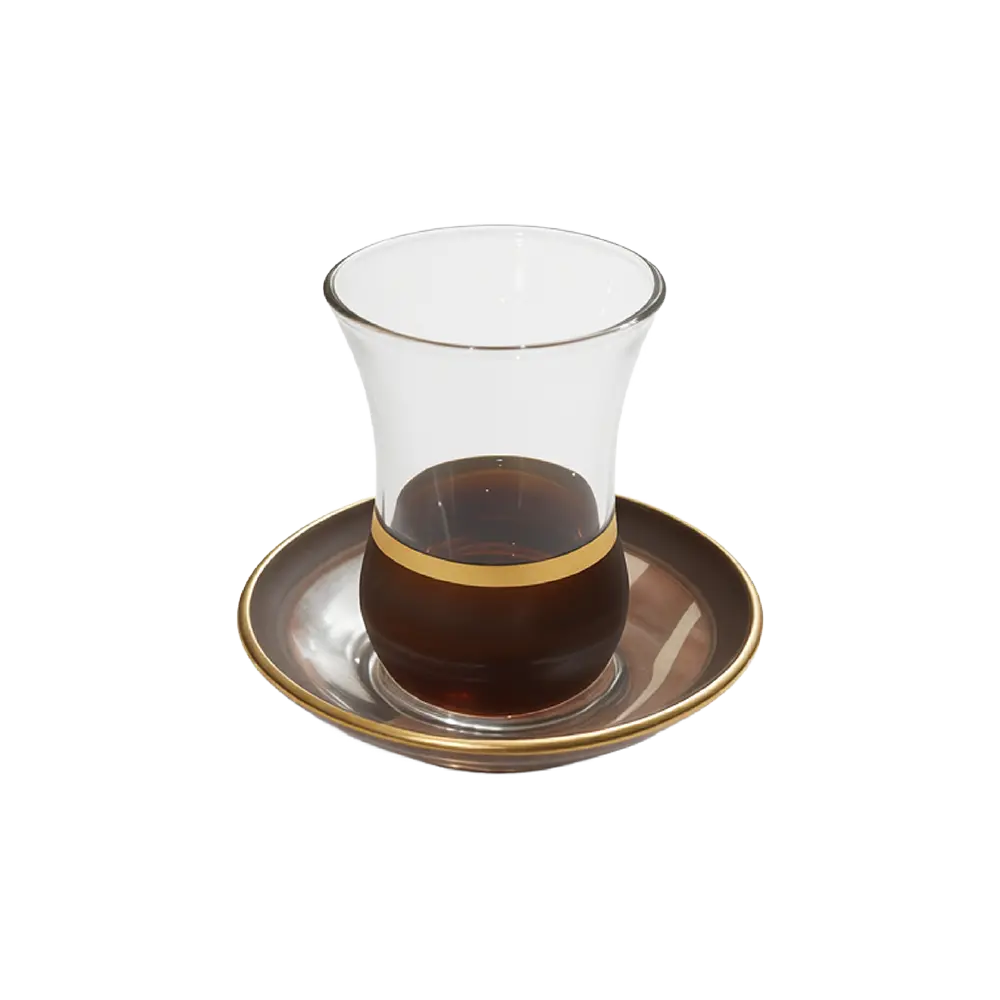Viena-Glass-Gold-Band-Design-3pcs-Tea-Cups-&-Saucer-Set-120ml Viena Glass Gold Band Design 3pcs Tea Cups & Saucer Set 120ml