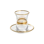 Viena Glass Gold Rim 3pcs Tea Cups & Saucer Set 120ml