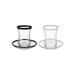 Viena Modern Glass 3pcs Tea Cups & Saucer Set 120ml