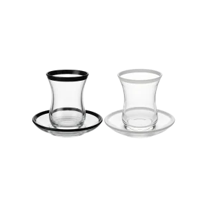 Viena Modern Glass 3pcs Tea Cups & Saucer Set 120ml