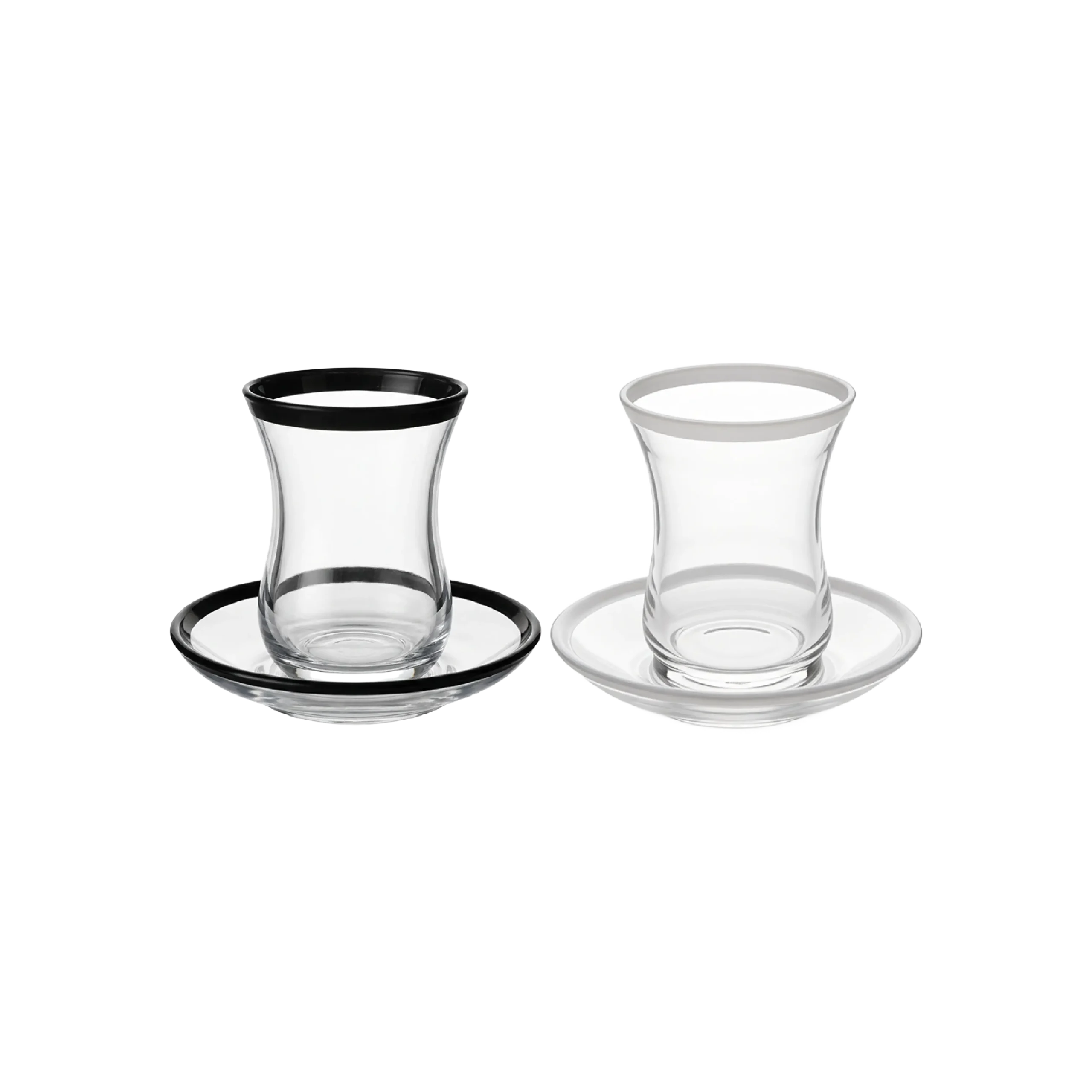 Viena Modern Glass 3pcs Tea Cups & Saucer Set 120ml