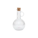 Vintage Ribbed Glass 200ml Oil Bottle with Cork Lid