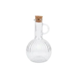 Vintage Ribbed Glass 200ml Oil Bottle with Cork Lid