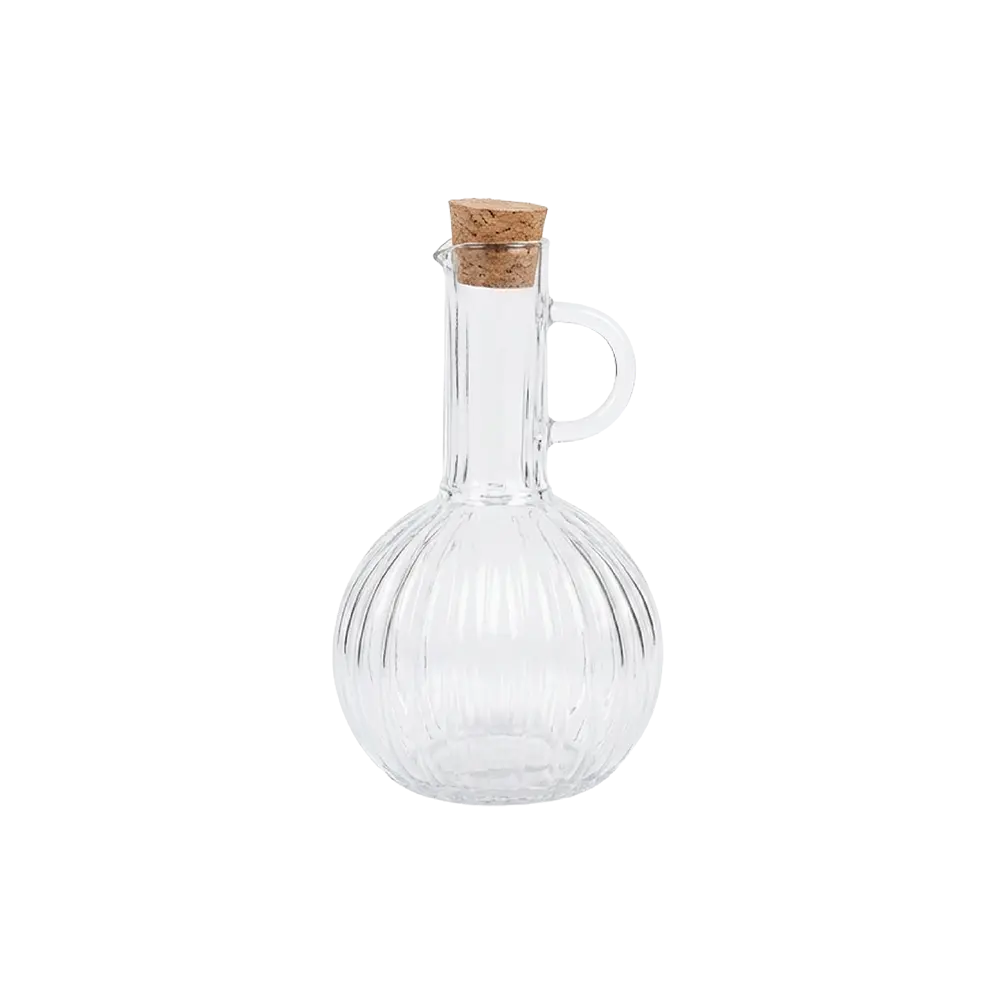 Vintage-Ribbed-Glass-200ml-Oil-Bottle-with-Cork-Lid Vintage Ribbed Glass 200ml Oil Bottle with Cork Lid