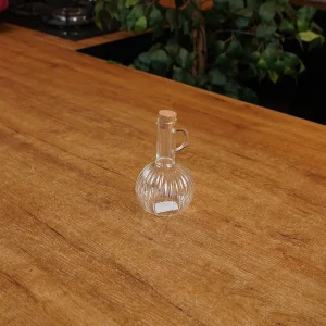 Vintage Ribbed Glass 200ml Oil Bottle with Cork Lid1