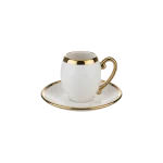 White & Gold Coffee Cups Set with Saucers Luxury Gold Rim Design 12 Pieces Professional Drinkware in lebanon
