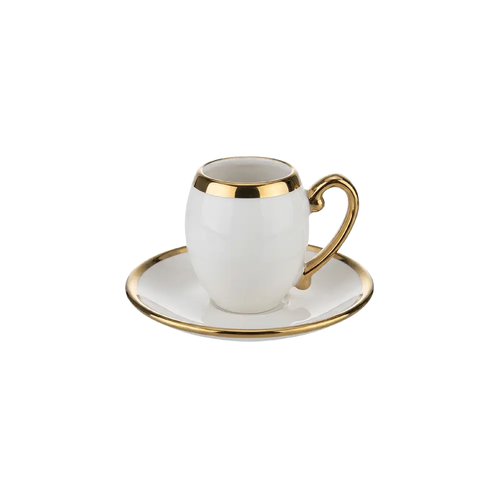 White & Gold Coffee Cups Set with Saucers Luxury Gold Rim Design 12 Pieces Professional Drinkware in lebanon