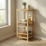 Wooden 2 Tier Stand 78x33 cm Practical Design with Side Rails for Kitchen1