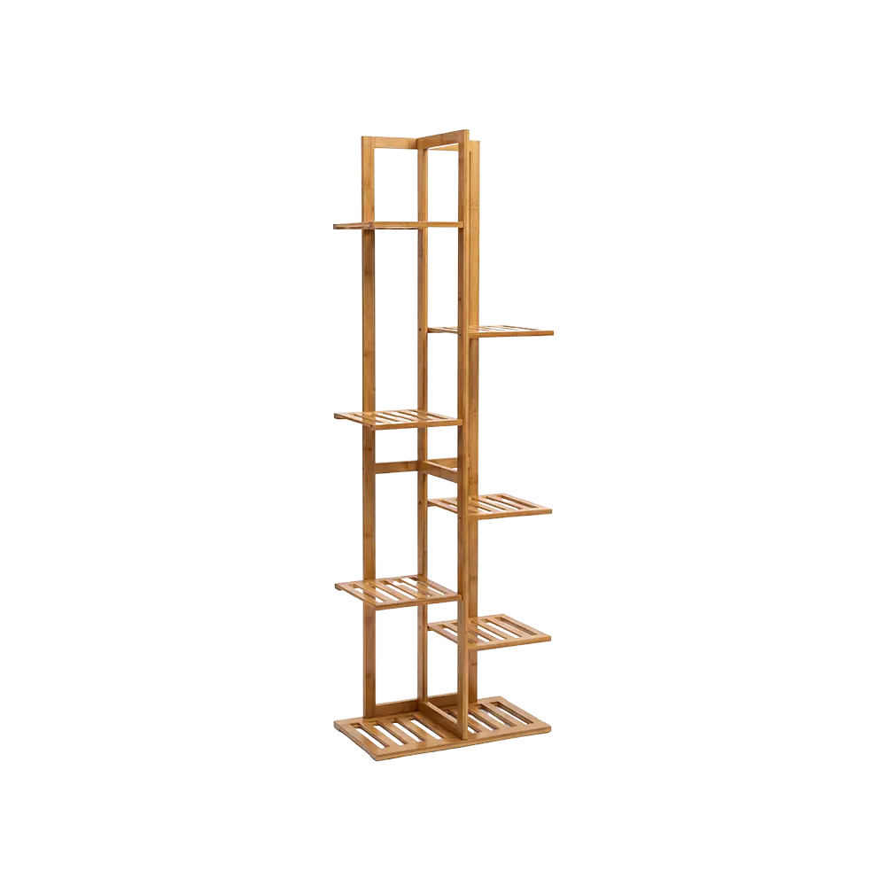 Wooden 6 Tier Stand 143x40 cm Modern Vertical Corner Design