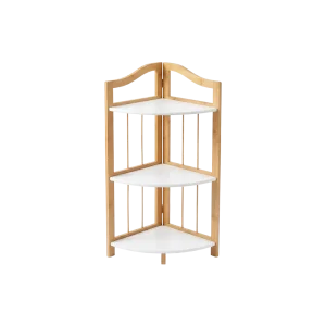 Wooden Corner 3 Tier Stand 73x43 cm Elegant Design for Small Spaces