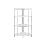 Wooden Corner 3 Tier Stand 74x43 cm Space Saving Bathroom Organizer