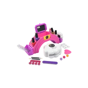 Beauty Bomb Kids Nail Spa Salon Play Set with Nail Dryer, Mirror & Accessories