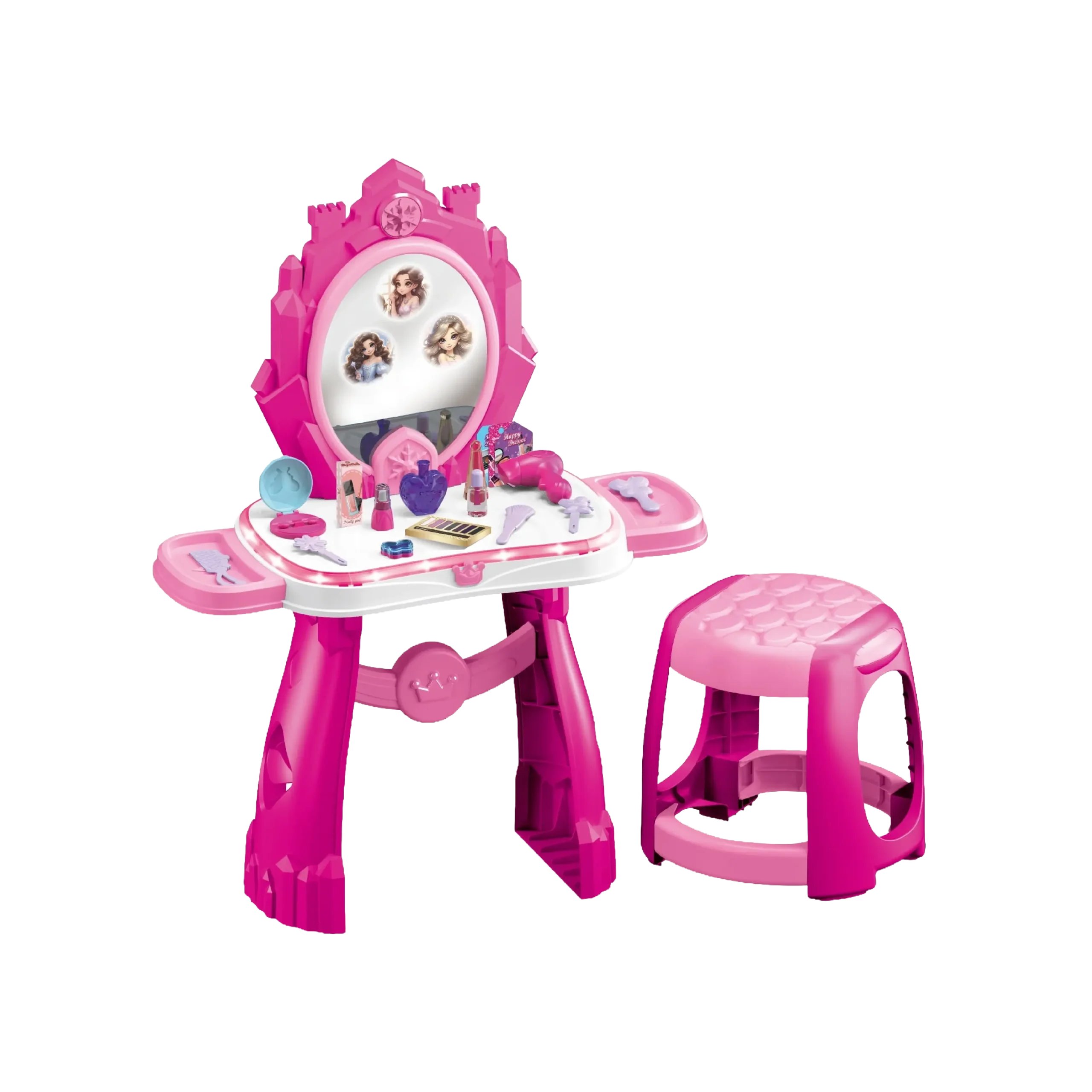Bei Di Yuan Toys Kids 35pcs Beauty Dresser Makeup Play Set with Light, Sound & Princess Projection 73cm