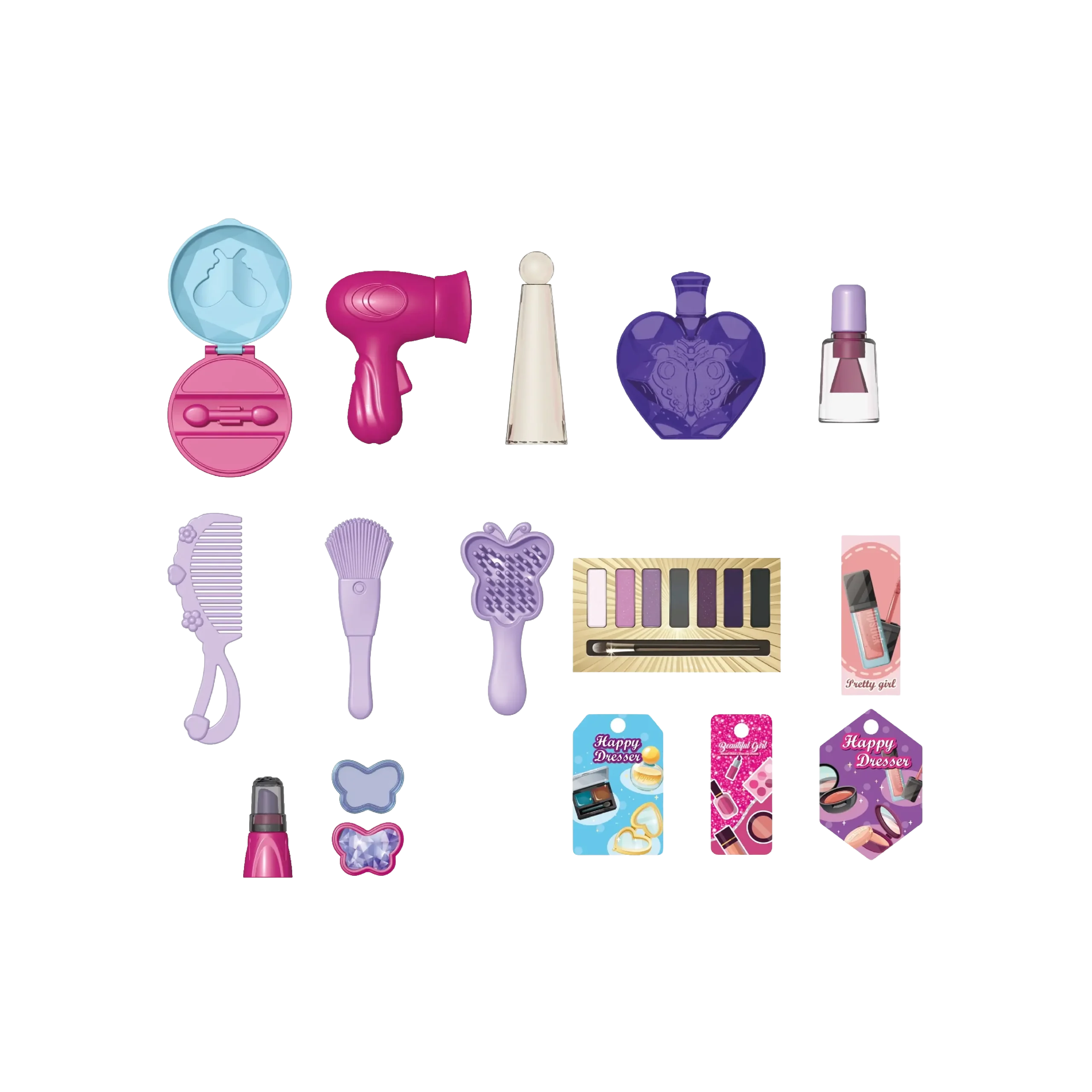 Bei Di Yuan Toys Kids 35pcs Beauty Dresser Makeup Play Set with Light, Sound & Princess Projection 73cm2