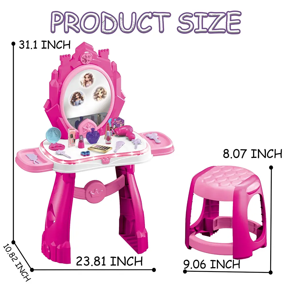 Bei Di Yuan Toys Kids 35pcs Beauty Dresser Makeup Play Set with Light, Sound & Princess Projection 73cm4